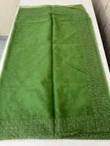 Organza saree with embroidery - MSH429 LeafyGreen