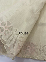 Khadi supernet applique work saree  MSH167 Ivory