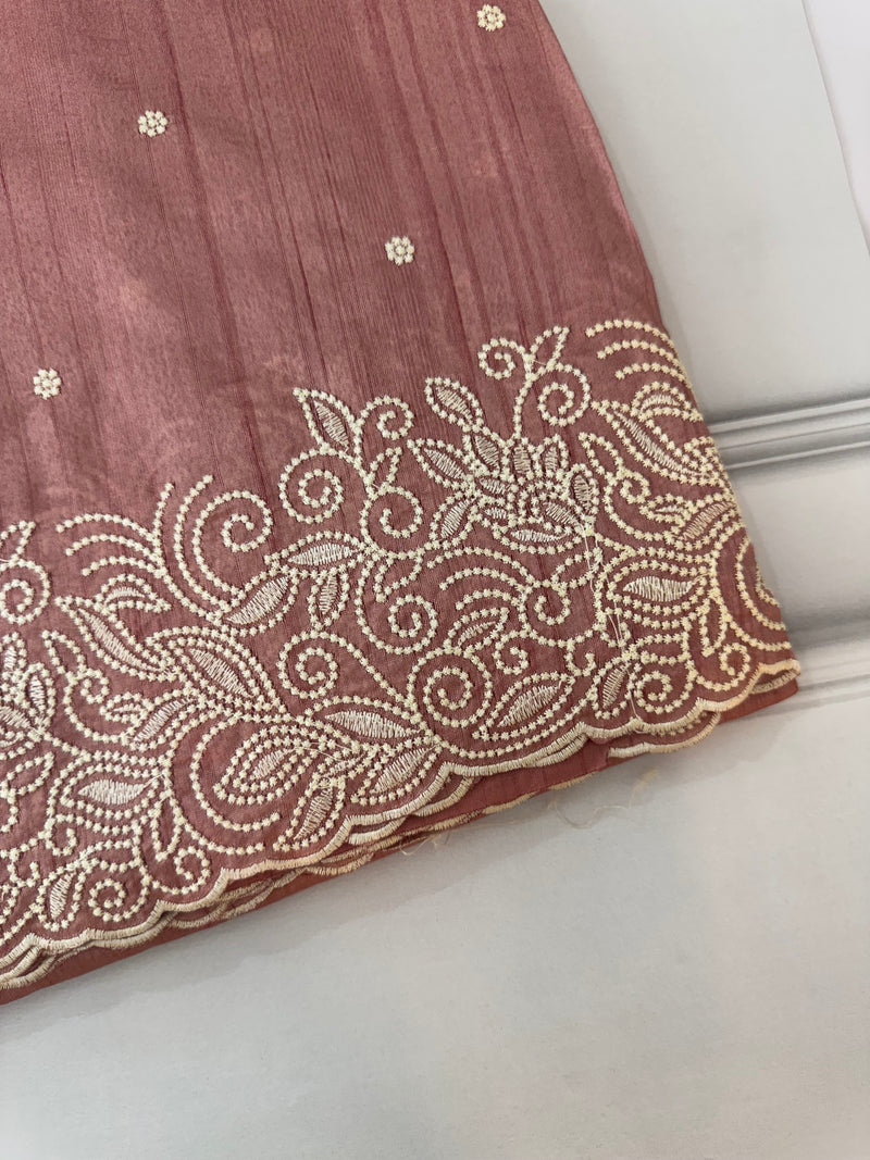 Embroidered Crepe semi tussar silk saree- MSS731