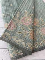 Applique and embroidery work 
 Kota Silk saree MSH118- DuksyBlueGreen