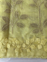 Premium Organza saree with tissue appliqué work - MMG310 - Yellow