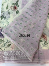 Chanderi digital printed saree with chikankari embriodery MSH171