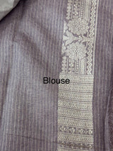 Banarasi semi katan saree in silver zari MS14667- DuskyMauve