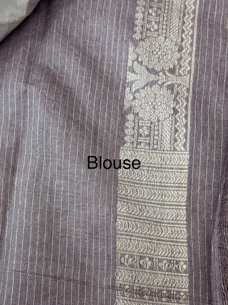 Banarasi semi katan saree in silver zari MS14667- DuskyMauve