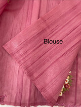 Blended tussar silk saree with embroidery- MS1072 DuskyPink