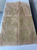 Organza saree with tissue applique work MS5081- Pastel DuskyPeach