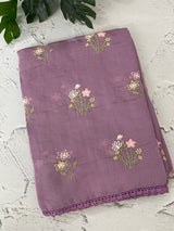 Blended Malai chanderi saree with embroidery MS5568 Lavender