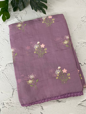 Blended Malai chanderi saree with embroidery MS5568 Lavender