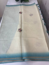 Kosa Tussar silk saree with hand embriodery - MS8199 Blue