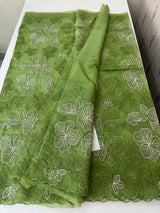 Soft Organza saree with silver zari & thread work - MSH910 Green