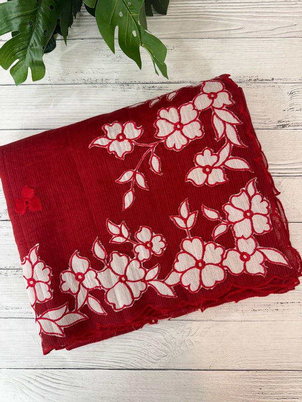 NetKota Applique work saree  MSH141- DeepRed