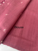 Blended tussar saree with cutwork border- MSHK268 Cranberry