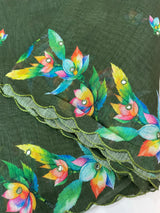 Digital printed semi Linen Saree MLS711- Green