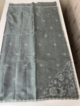 Soft crepe tussar silk saree with embroidery and cutwork on pallu MSH207 Grey