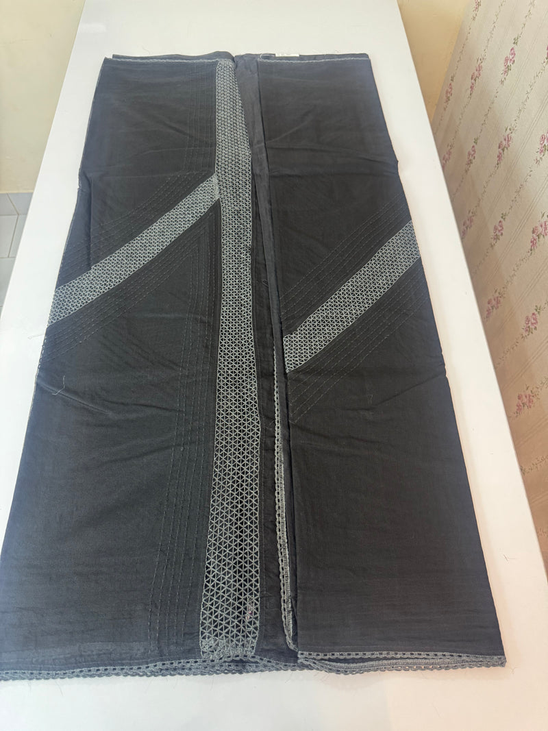 Supernet saree with crochet work and lace border MCJ5433 (V shape Crochet)