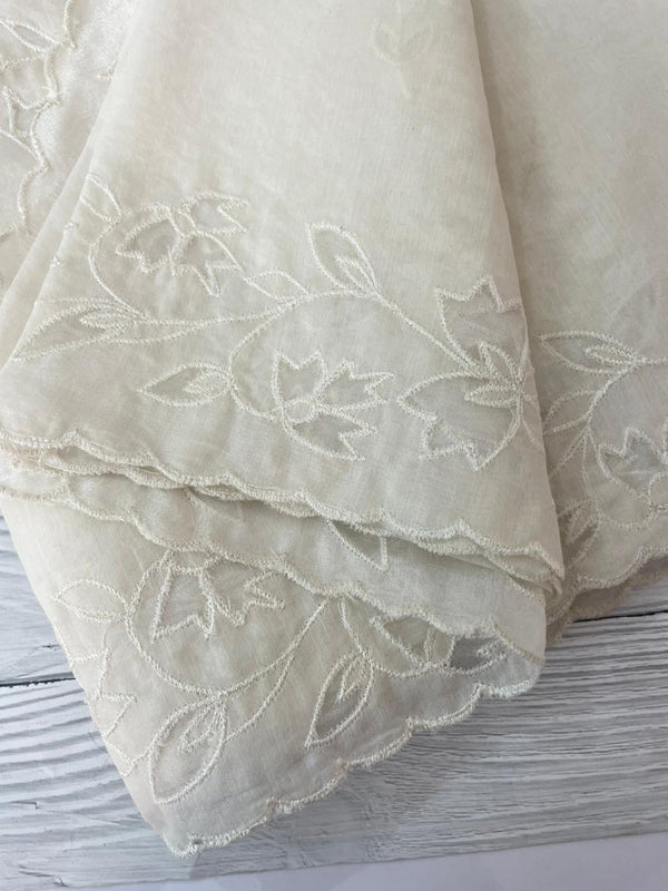 Mul chanderi saree with applique borders MSH112 Offwhite