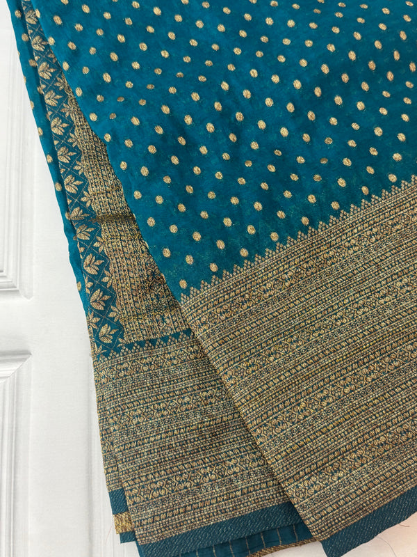 Semi banarasi Khaddi Georgette saree - MS1498 TealBlue