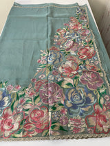 Tissue Georgette - Organza saree with 3d embriodery MS16307