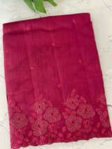 Crushed Matka Blended Tussar silk saree with embroidery MS4890- Cranberry