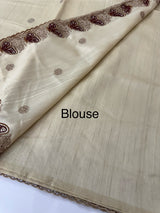 Cutwork Blended tussar saree MTS610 - Chiku