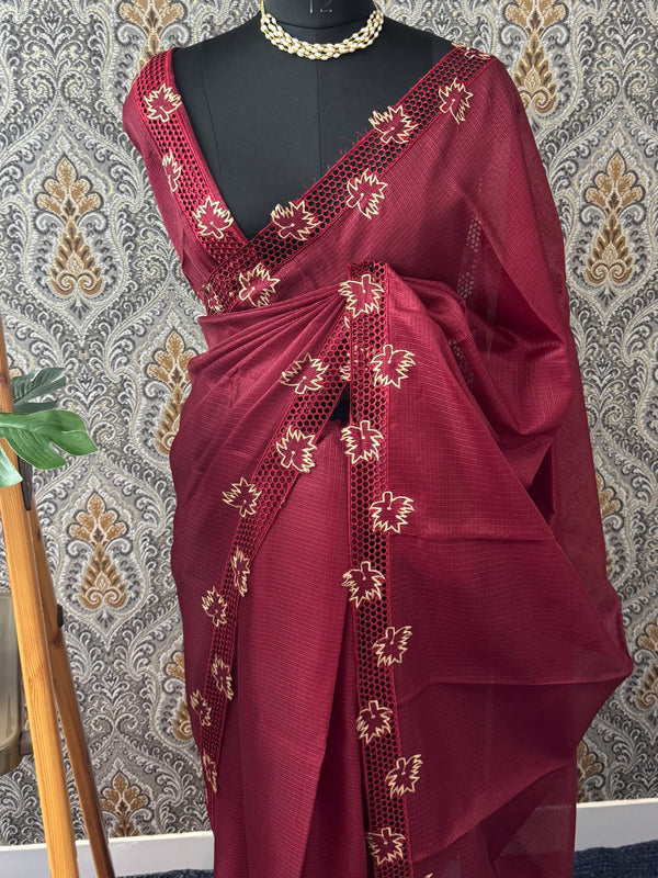 Kota checks saree with cutwork border MCBV39