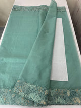 Soft Organza saree with cutwork tissue applique borders - MCW765