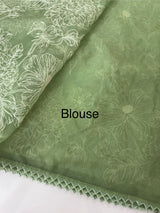 Organza saree with thread work - MSH192 Green