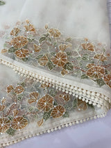 Organza saree with prints & hand embriodery work MS15333