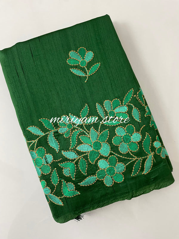 Matka tussar silk saree- MTKA617 DARKGREEN