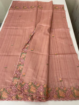 Blended tussar saree with cutwork border- MSHK695