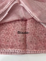Supernet saree with digital prints and chikankari border SKFNSEM