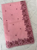 Cutwork Moonga checks saree MSH202 - Pink