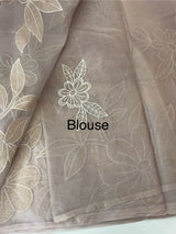 Soft organza saree with tissue appliqué work - MSH916 DuskyLavender