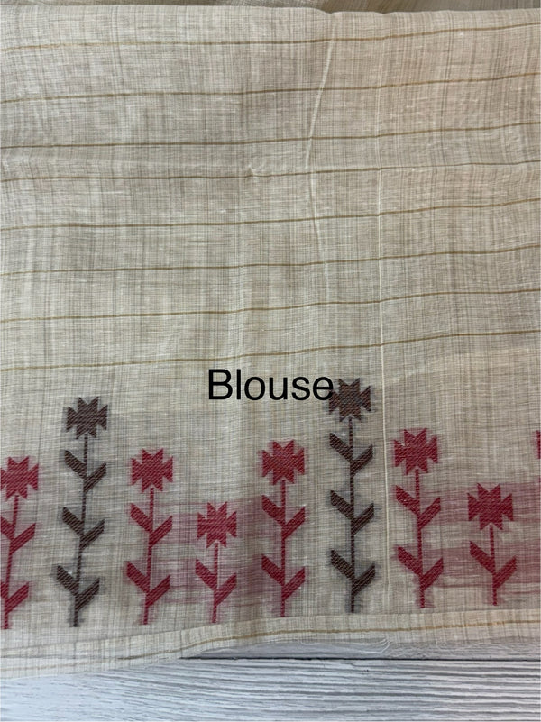 Jamdani silk Cotton Saree with blouse MS12551