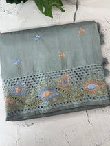 Cutwork Blended tussar saree MSH228 DustyBlue