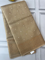 Tissue Silk Saree with mirror work SHRNSMM- Bronze - MS8933