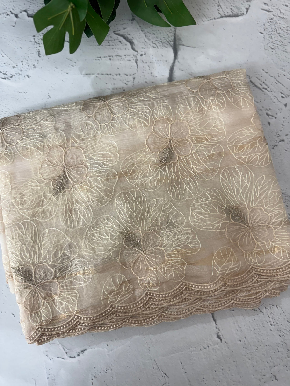 Premium Crush Organza saree with thread work- MCW863 Ivory