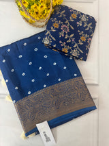 Soft dola silk saree with brocade banarasi  blouse MDLS212- DeepBlue