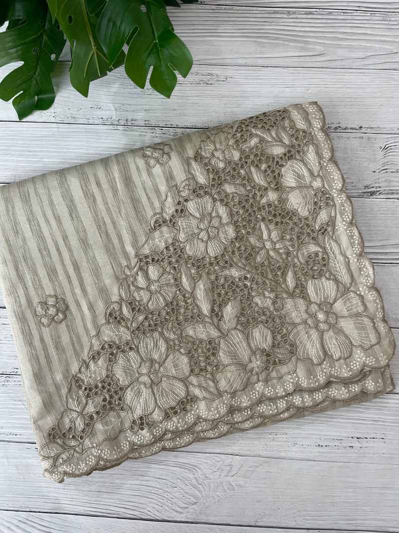 Semi silk saree with cutwork on pallu MSR908- Dusky GreenishGrey