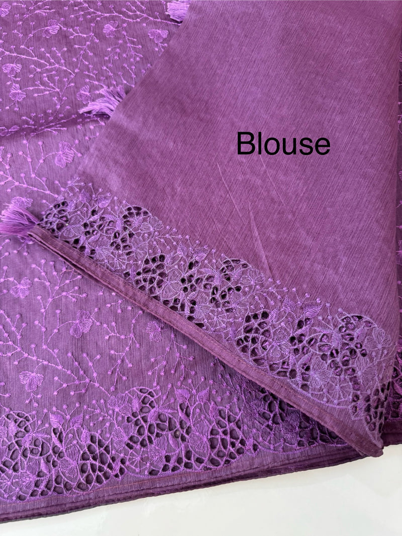 Cutwork Blended tussar saree with thread work MTS9078