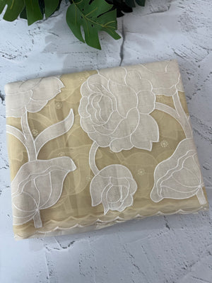 Semi organza saree with appliqué work - MSH906- Beige(1)