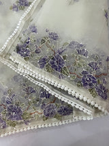 Organza saree with prints & hand embriodery work MS15333