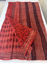 Hand block printed pure kota doria saree MBKD459