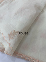 Mul chanderi tissue applique work saree MSH177