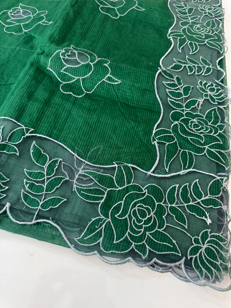 NetKota Applique work saree  MSH110- Green