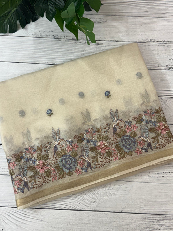Chanderi viscose silk saree with embroidery MS98544