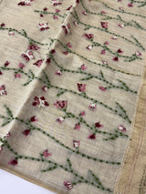 Kanta Handstitched Blended tussar silk saree MS15844