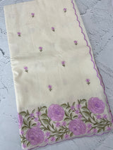 Mul chanderi embriodery saree with scalloped borders MSH176
