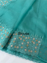 Organza saree with embroidery borders - MSH907 BluemixGreen