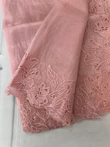 Tissue Organza cutwork sarees FBLK154 PeachPink